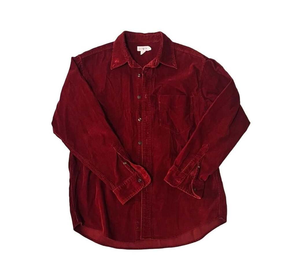 Vintage J. Crew Corduroy Shirt Size L Red Long Sleeve Button Down